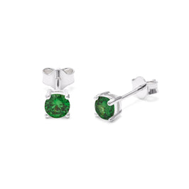 Sterlingsilber Smaragd CZ Mai Geburtsstein 4 mm Ohrstecker