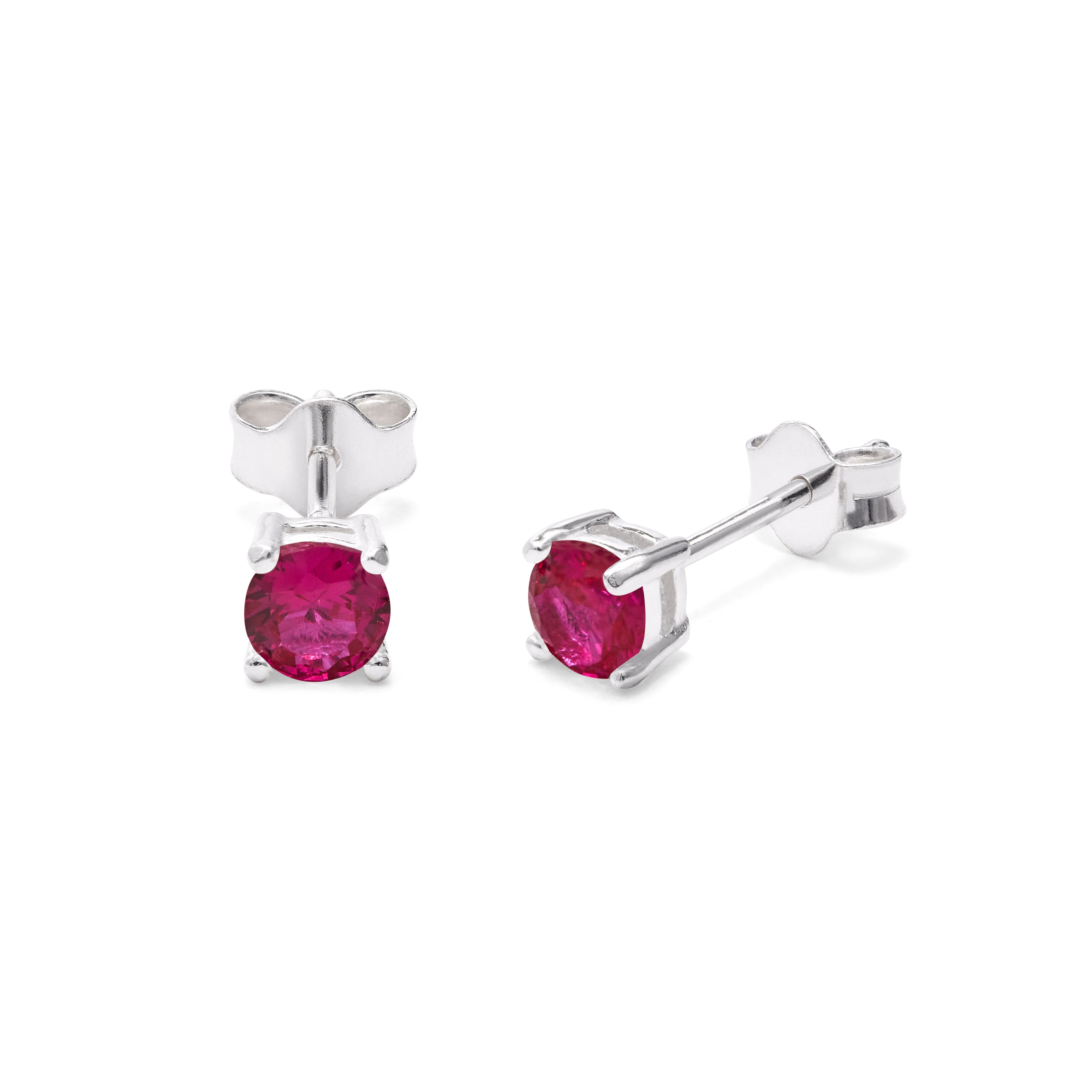Sterlingsilber Rubin CZ Juli Geburtsstein 4 mm Ohrstecker