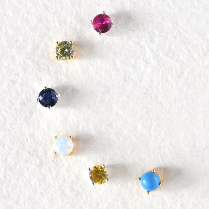 Vergoldet Sterlingsilber Peridot CZ 4mm Ohrstecker