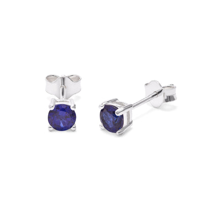 Sterling Silver Sapphire CZ Birthstone 4mm Stud Earrings