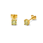 Vergoldet Sterlingsilber Peridot CZ 4 mm Ohrstecker