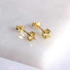 Vergoldet Sterlingsilber Zitrin CZ 4 mm Ohrstecker