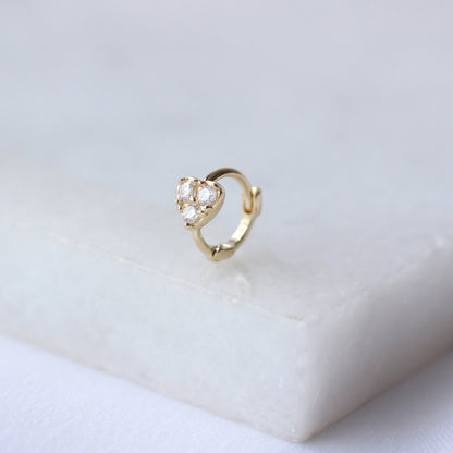 9 Karat Gold Winzig CZ Herz 7mm Helix Creolen 26Ga Ring