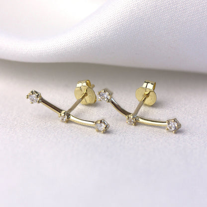 9 Karat Gold Dreifach CZ Kletter Ohrstecker