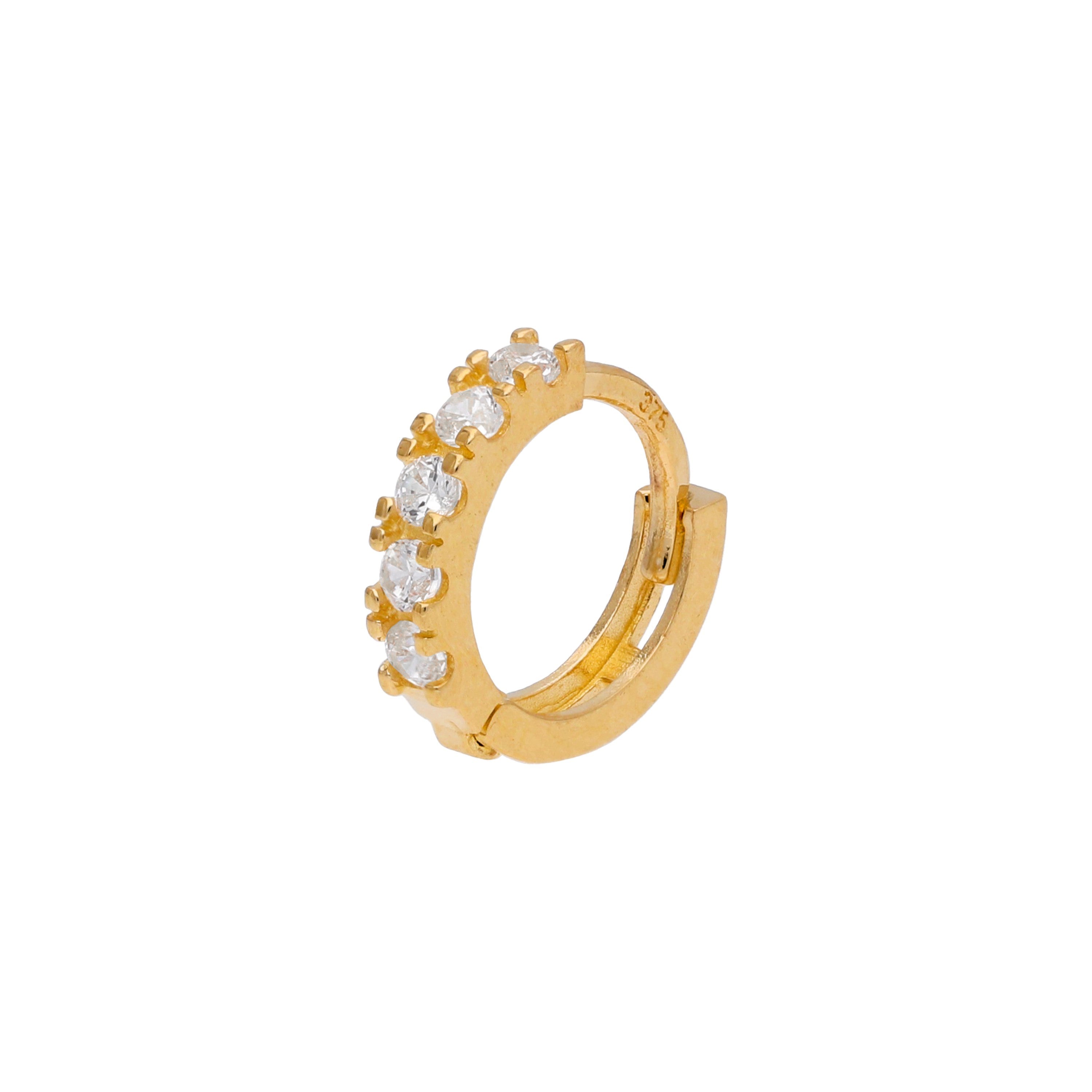 9 Karat Gold Winzig Pavé Fassung CZ 8 mm Helix Creolen 26Ga Ohrring