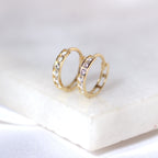 9 Karat Gold Kanal Fassung CZ 12 mm Klappcreolen Ohrringe
