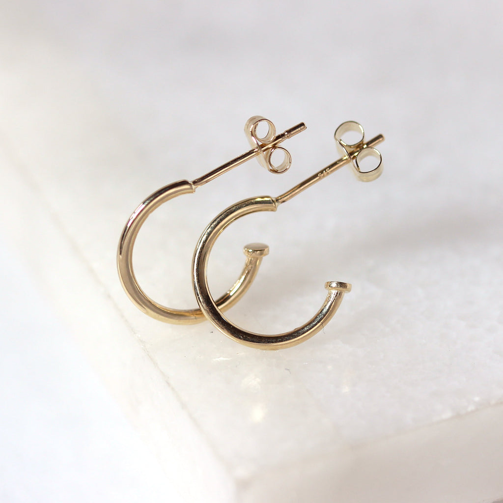 9 Karat Gold Einfach 11 mm Offen Creolen Ohrstecker