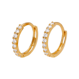9 Karat Gold Pavé Fassung Satz CZ 12 mm Klappcreolen Ohrringe