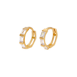 9 Karat Gold Baguette Fassung CZ 10 mm Klappcreolen Ohrringe
