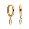 9 Karat Gold Baguette Fassung CZ Anhänger 12 mm Klappcreolen Ohrringe