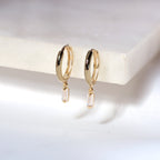 9 Karat Gold Baguette Fassung CZ Anhänger 12 mm Klappcreolen Ohrringe