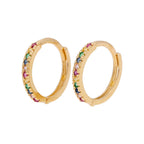 9 Karat Gold Regenbogen Satz CZ 12 mm Klappcreolen Ohrringe