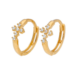 9 Karat Gold CZ Kreuz 12 mm Klappcreolen Ohrringe