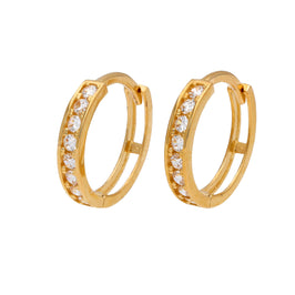 9 Karat Gold Pavé Fassung Satz CZ 12 mm Klappcreolen Ohrringe