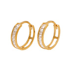 9 Karat Gold Prinzessin CZ Kanal Fassung 12 mm Klappcreolen Ohrringe