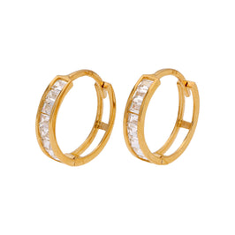 9 Karat Gold Prinzessin CZ Kanal Fassung 12 mm Klappcreolen Ohrringe