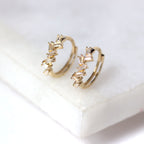 9 Karat Gold Baguette Schliff Krallen Fassung CZ 12 mm Klappcreolen Ohrringe
