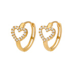 9 Karat Gold CZ Verkrustet Offen Herz 14 mm Klappcreolen Ohrringe