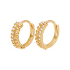 9 Karat Gold Pompon Kügelchen Pavé Fassung CZ 13 mm Klappcreolen Ohrringe