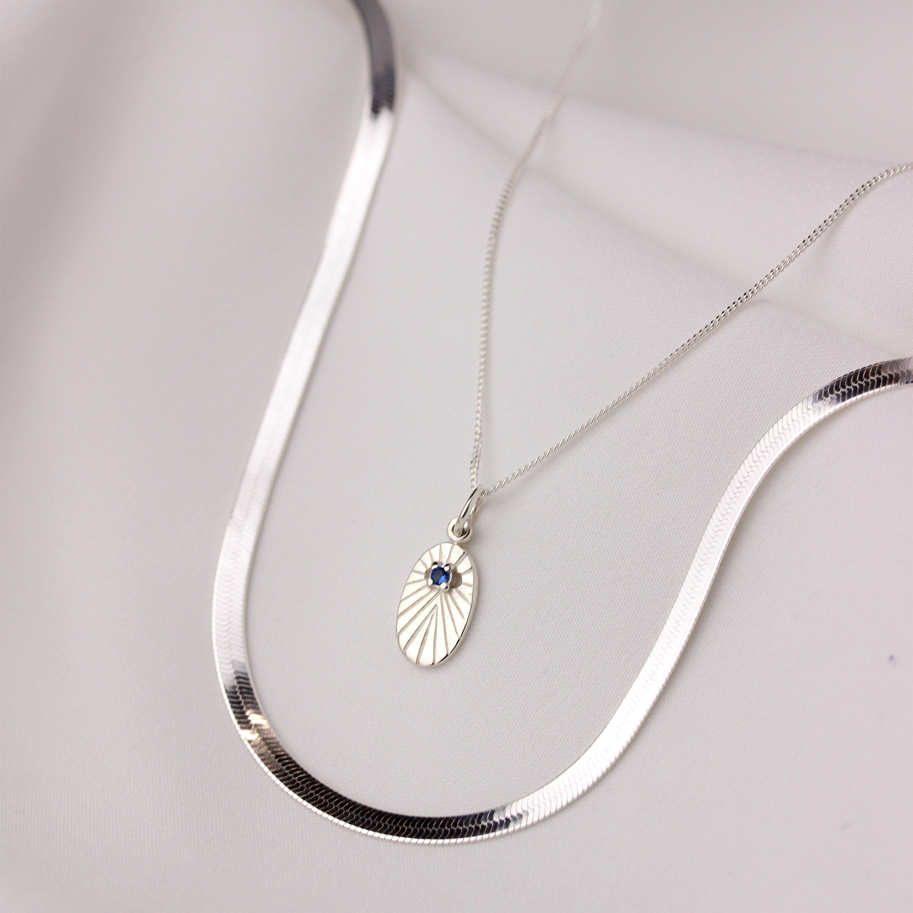 Sterlingsilber Flache Herringbone-Kette 18 - 20 Zoll