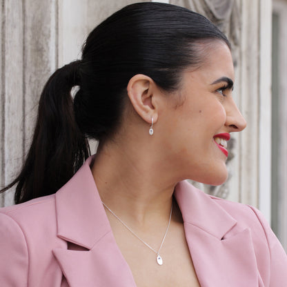 Halskette mit ovalem Medaillon aus Sterlingsilber mit Saphir-CZ-Stern, 14–32 Zoll