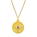 Vergoldete Halskette aus Sterlingsilber mit Amethyst-CZ-Steinen, 14–32 Zoll