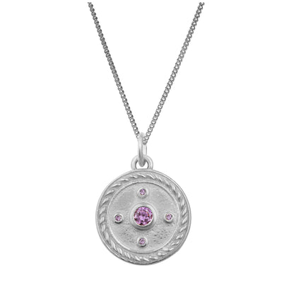 Sterlingsilber Amethyst CZ Seil Medaillon Halskette 14 - 81,5cm