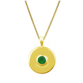 Gold-beschichtete Sterlingsilber-Halskette mit smaragdgrünem CZ-Medallion 35–81 cm