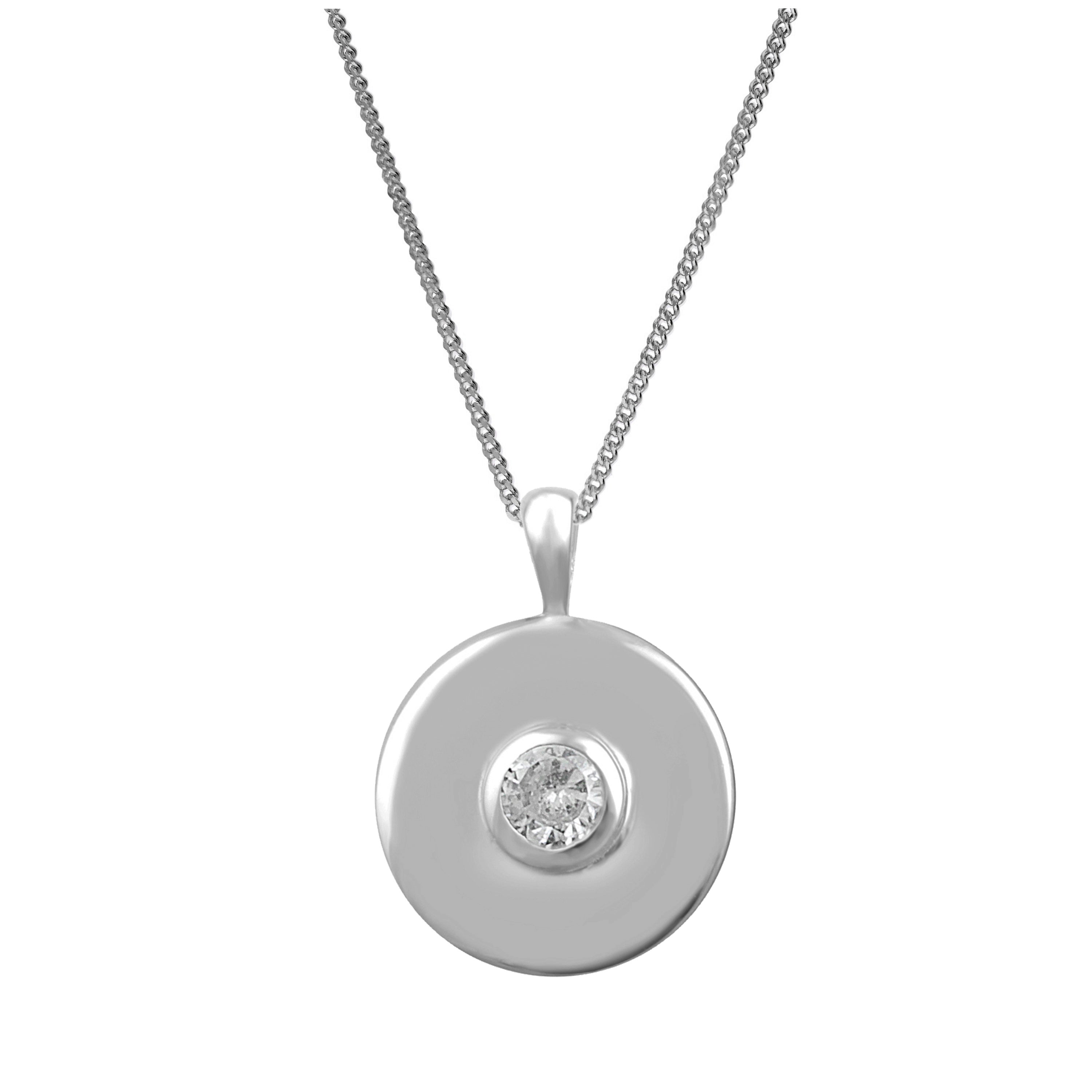 Halskette mit Medaillon aus Sterlingsilber und Zirkonia, 14–32 Zoll