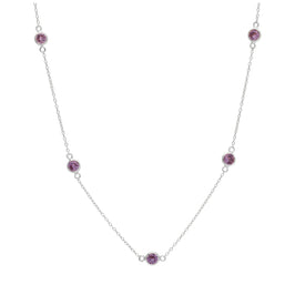 Sterlingsilber Amethyst CZ Februar Geburtsstein Halskette