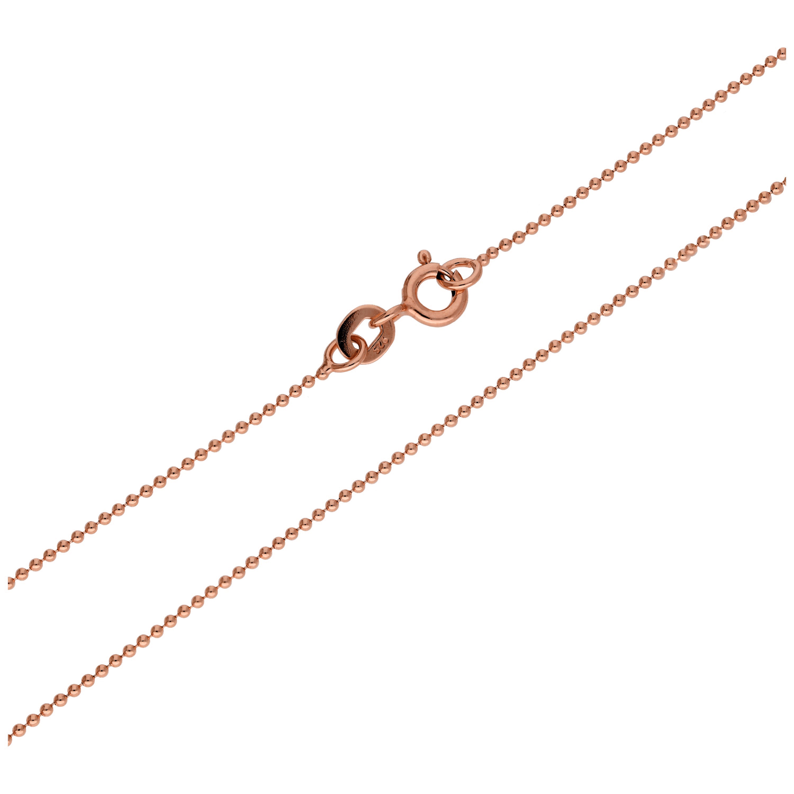 Rosévergoldet Sterlingsilber 1 mm Kügelchenkette 45,5 cm