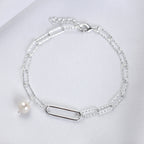 Sterlingsilber Süßwasserperle Anhänger Lang Kettenglied Armband