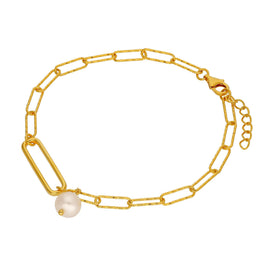 Vergoldetes Sterlingsilber Perlen Perlen Langgliediges Armband