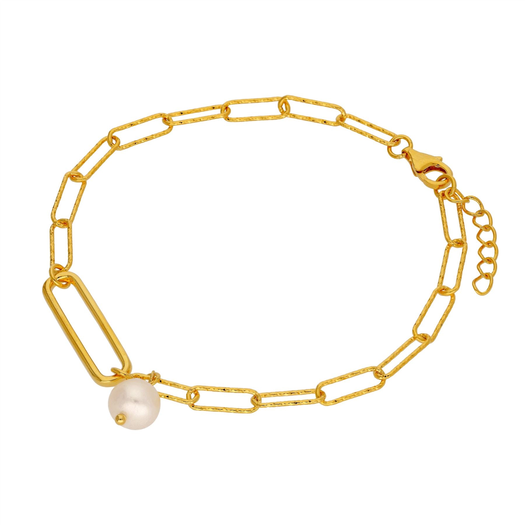 Vergoldetes Sterlingsilber Perlen Perlen Langgliediges Armband