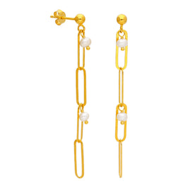 Goldplattierte Sterlingsilber Perlen Ohrstecker