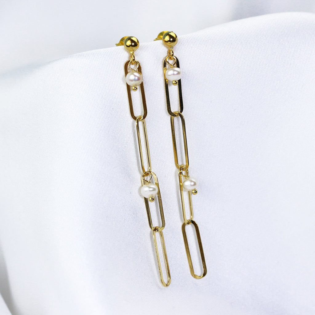 Goldplattierte Sterlingsilber Perlen Ohrstecker