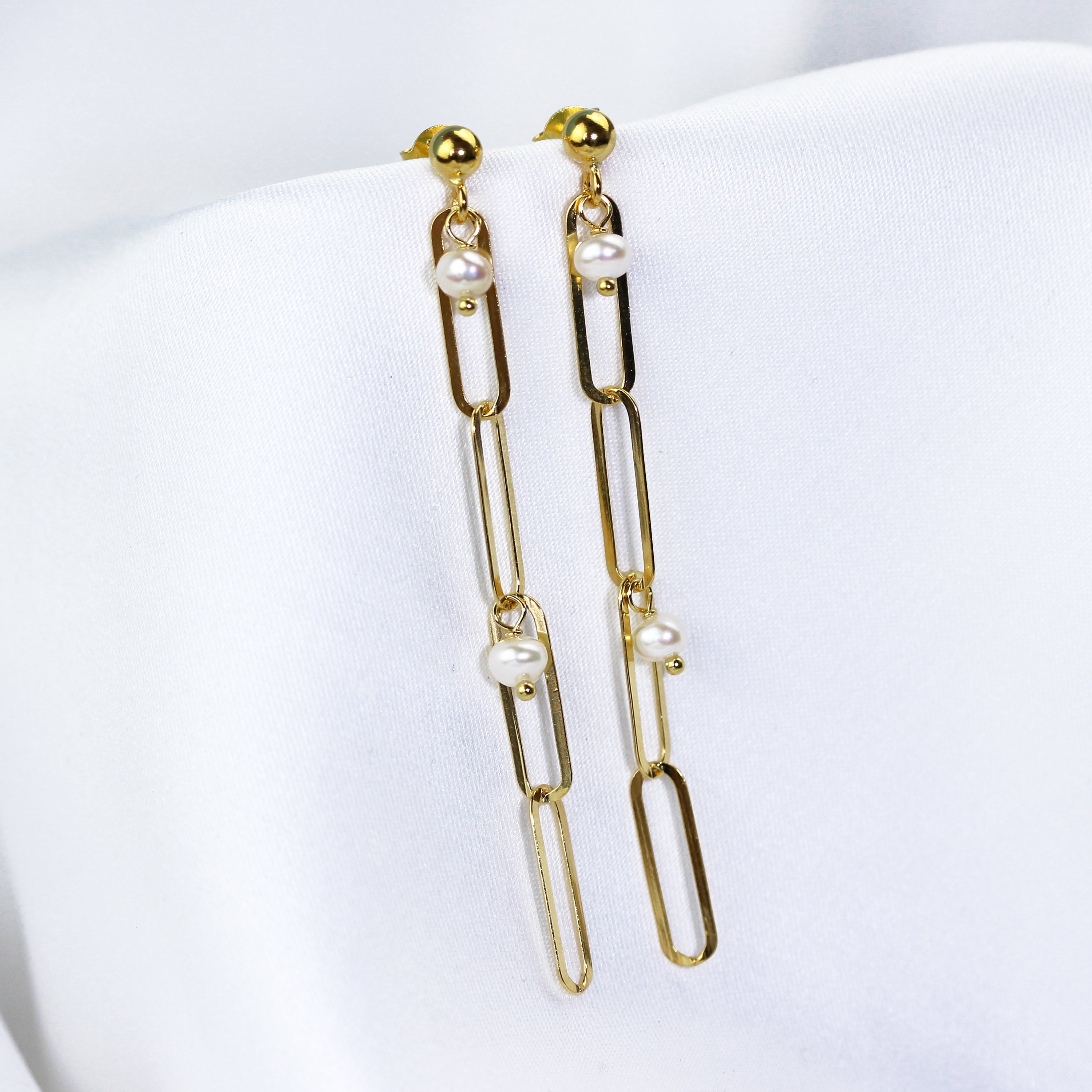 Goldplattierte Sterlingsilber Perlen Ohrstecker