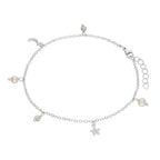 Sterlingsilber Süßwasserperle Anhänger CZ Stern Mond Armband