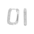 Sterlingsilber Eiförmig CZ Pavé Fassung 15 mm Klappcreolen Ohrringe