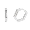 Sterlingsilber CZ Verkrustet 14 mm Fünfeckig Klappcreolen Ohrringe