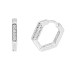 Sterlingsilber CZ Verkrustet 14 mm Fünfeckig Klappcreolen Ohrringe