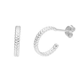 Sterlingsilber Doppel Gedreht Offen 14 mm Creolen Ohrstecker