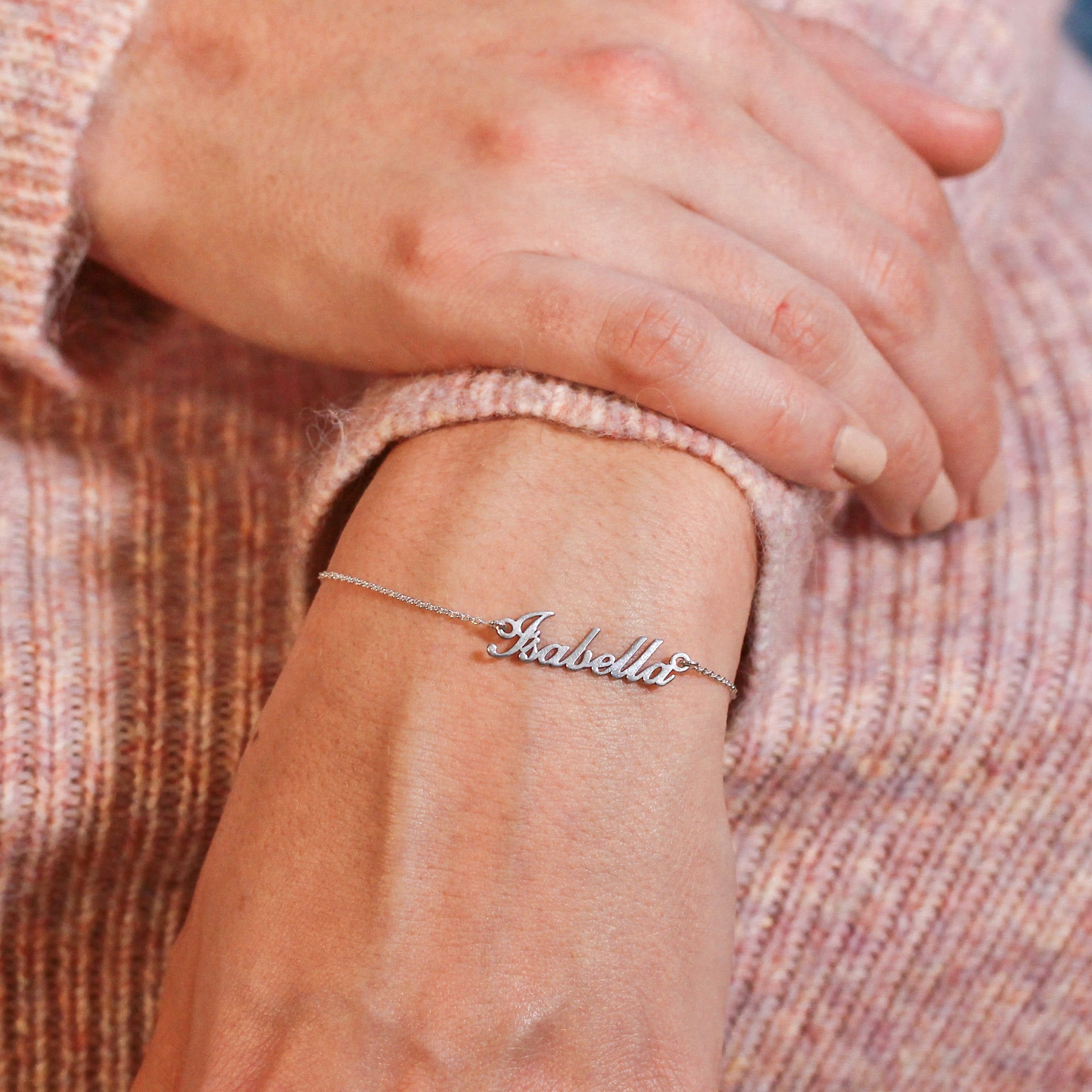 Personalisiertes verstellbares Sterlingsilber Namensarmband