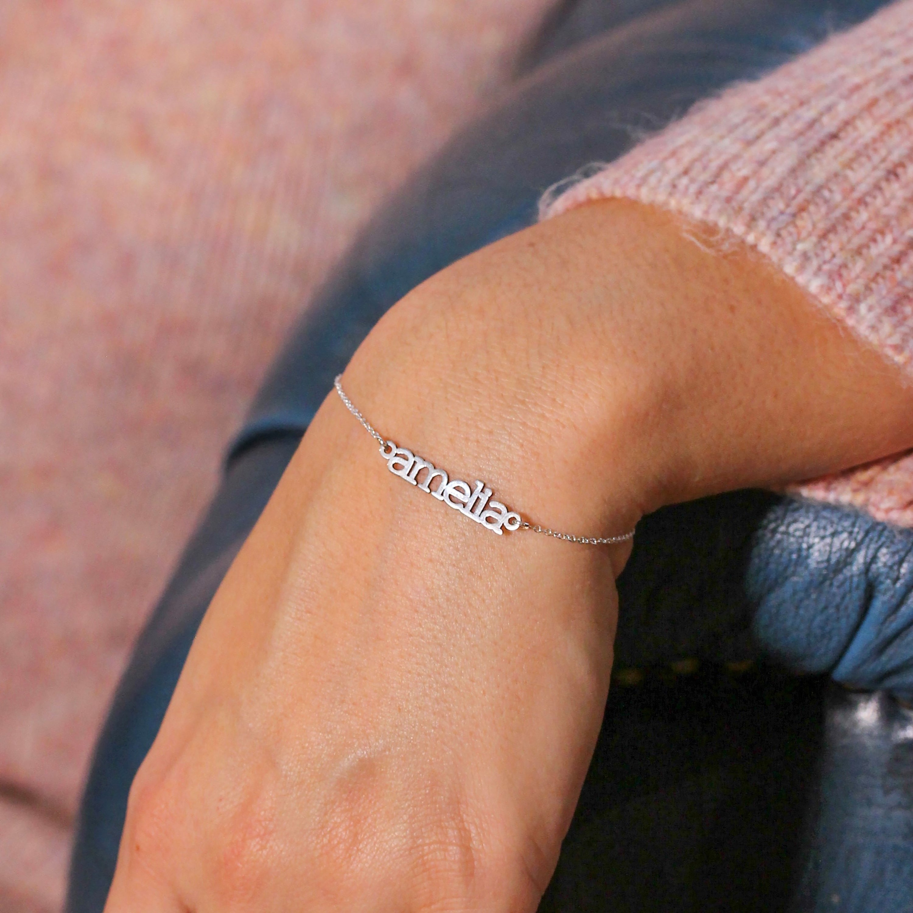 Personalisiertes verstellbares Sterlingsilber Namensarmband
