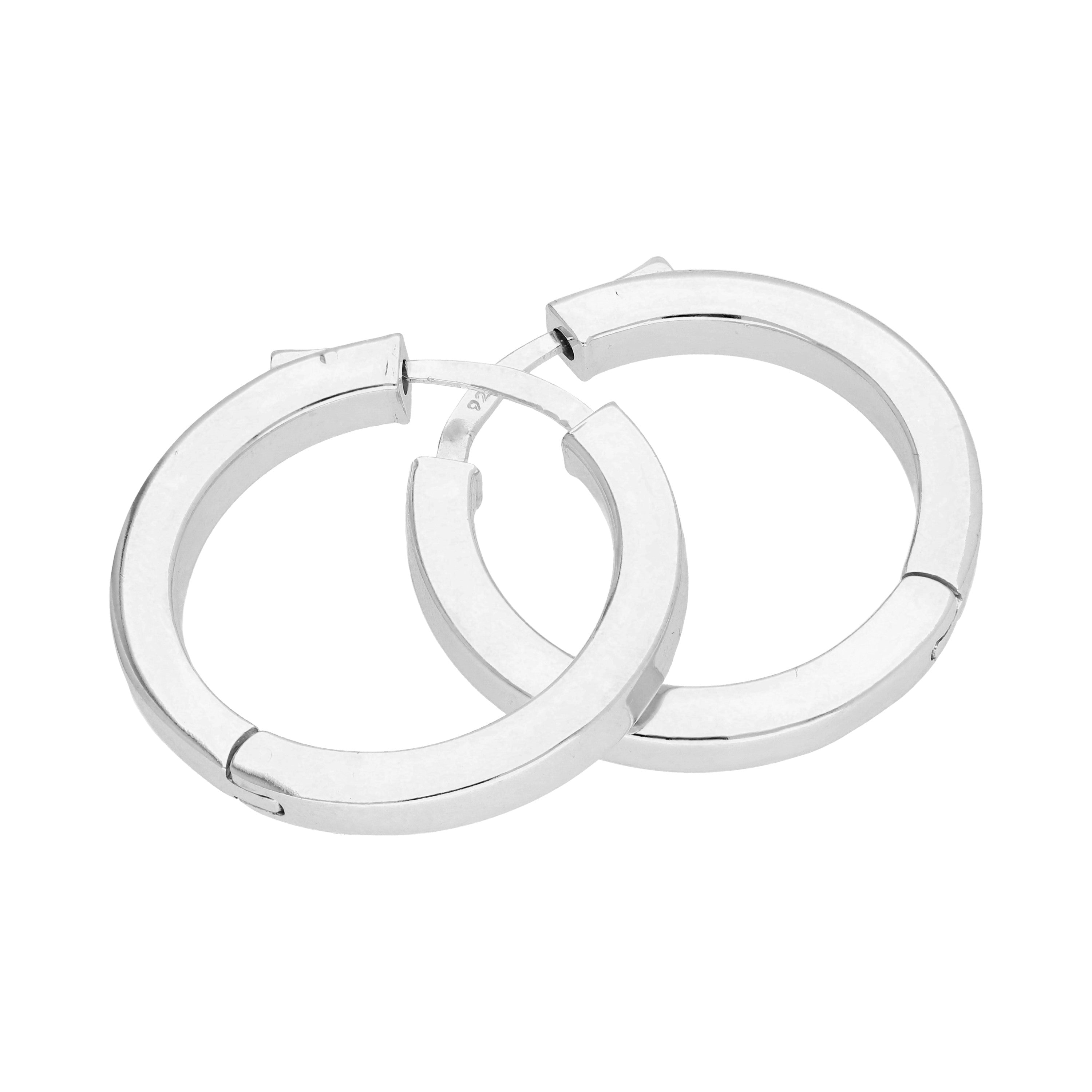 Sterlingsilber Quadratisch Röhre Druckknopf 25 mm Creolen Ohrringe