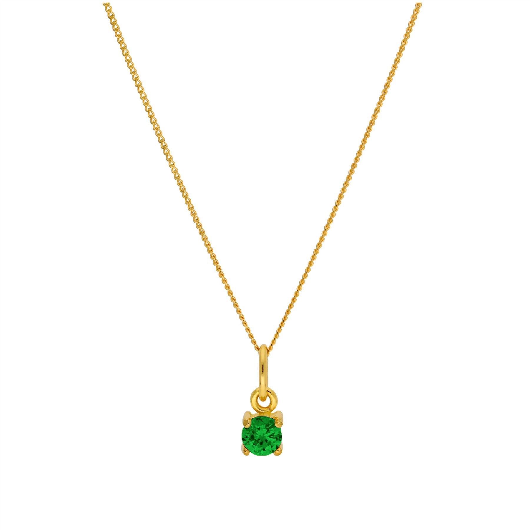 Vergoldete Sterlingsilber Smaragd CZ Mai Halskette 16+2 Zoll