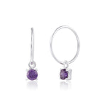Sterlingsilber Amethyst CZ Februar 12 mm Anhänger Creolen Ohrringe