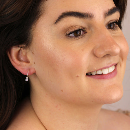 Sterlingsilber Aquamarin CZ März 12mm Anhänger Creolen Ohrringe