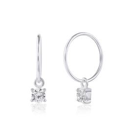 Sterlingsilber CZ April Geburtsstein 12 mm Anhänger Creolen Ohrringe