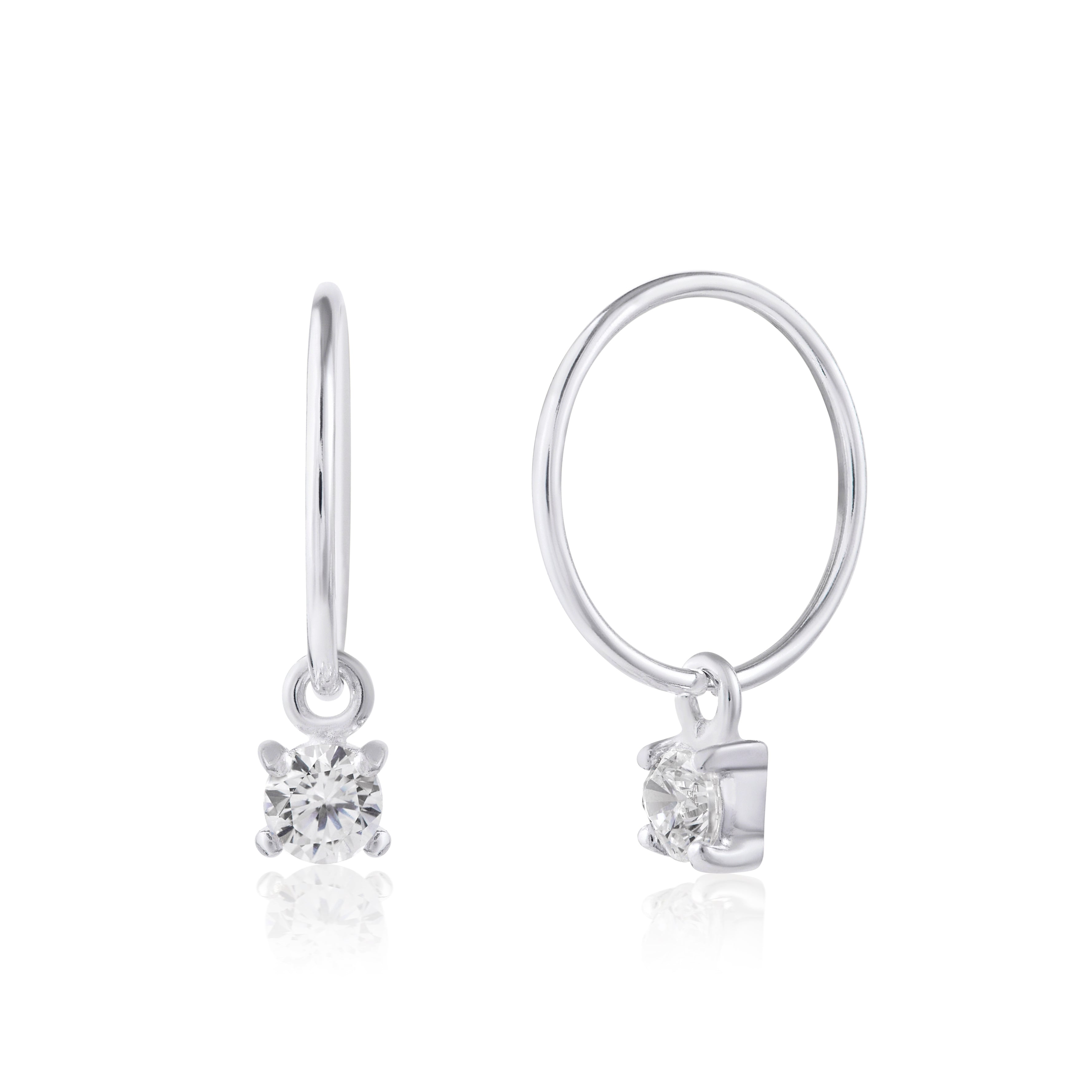 Sterlingsilber CZ April Geburtsstein 12 mm Anhänger Creolen Ohrringe